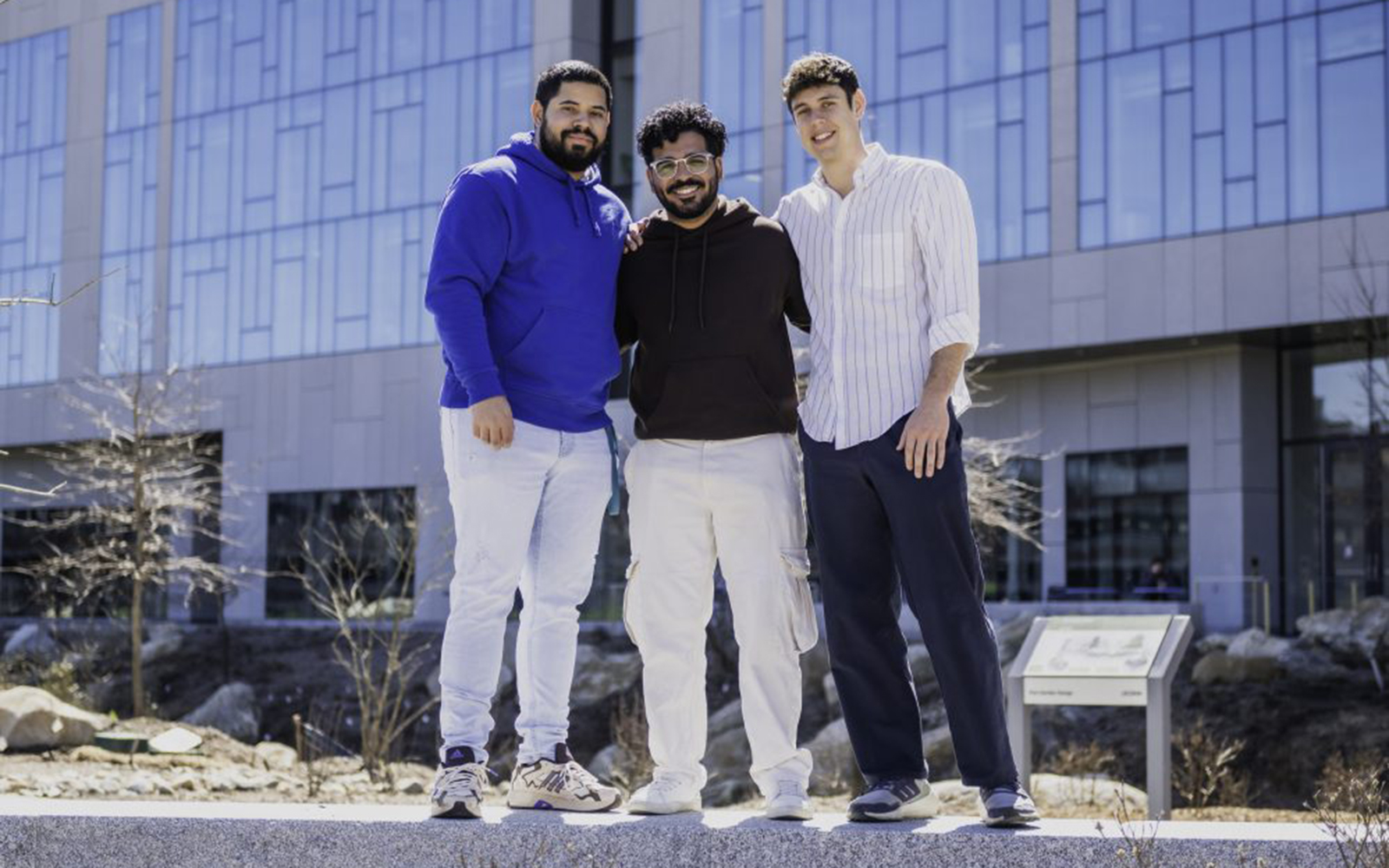 From left: Josué Martínez-Martínez, John Toribio, and Kyle Mahoney, Ph.D. candidates and cofounders of the 2024 Innovation Quest winning-company